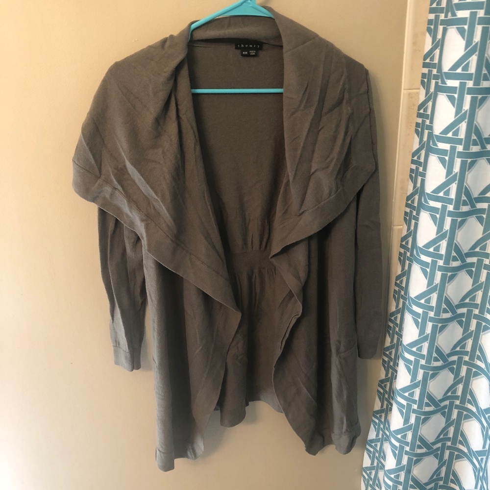 Theory Cashmere Blend Green Cardigan Size M
